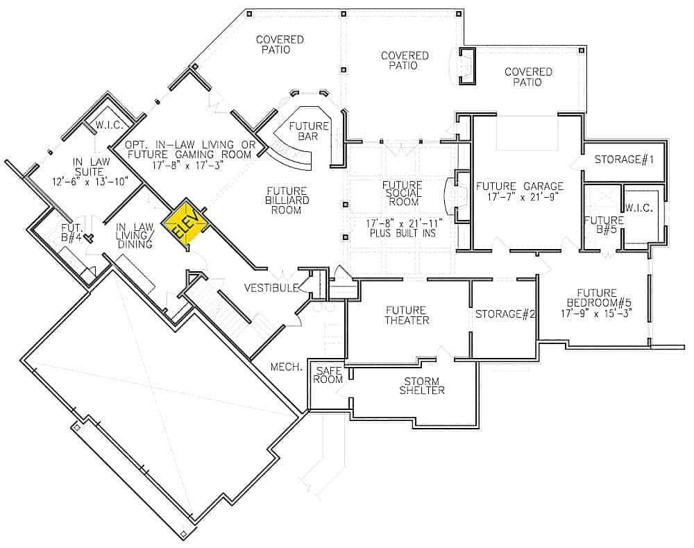 Floor Plan Basement of Cottage Plan #198-1095