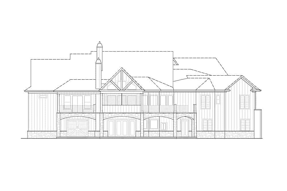 Home Plan Rear Elevation of this 3-Bedroom,3696 Sq Ft Plan -198-1095