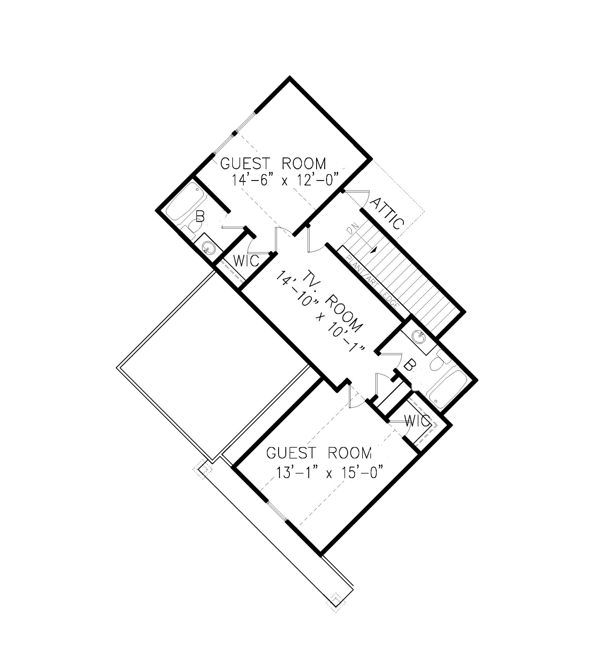 Floor Plan Upper Level of Rustic Plan #198-1097