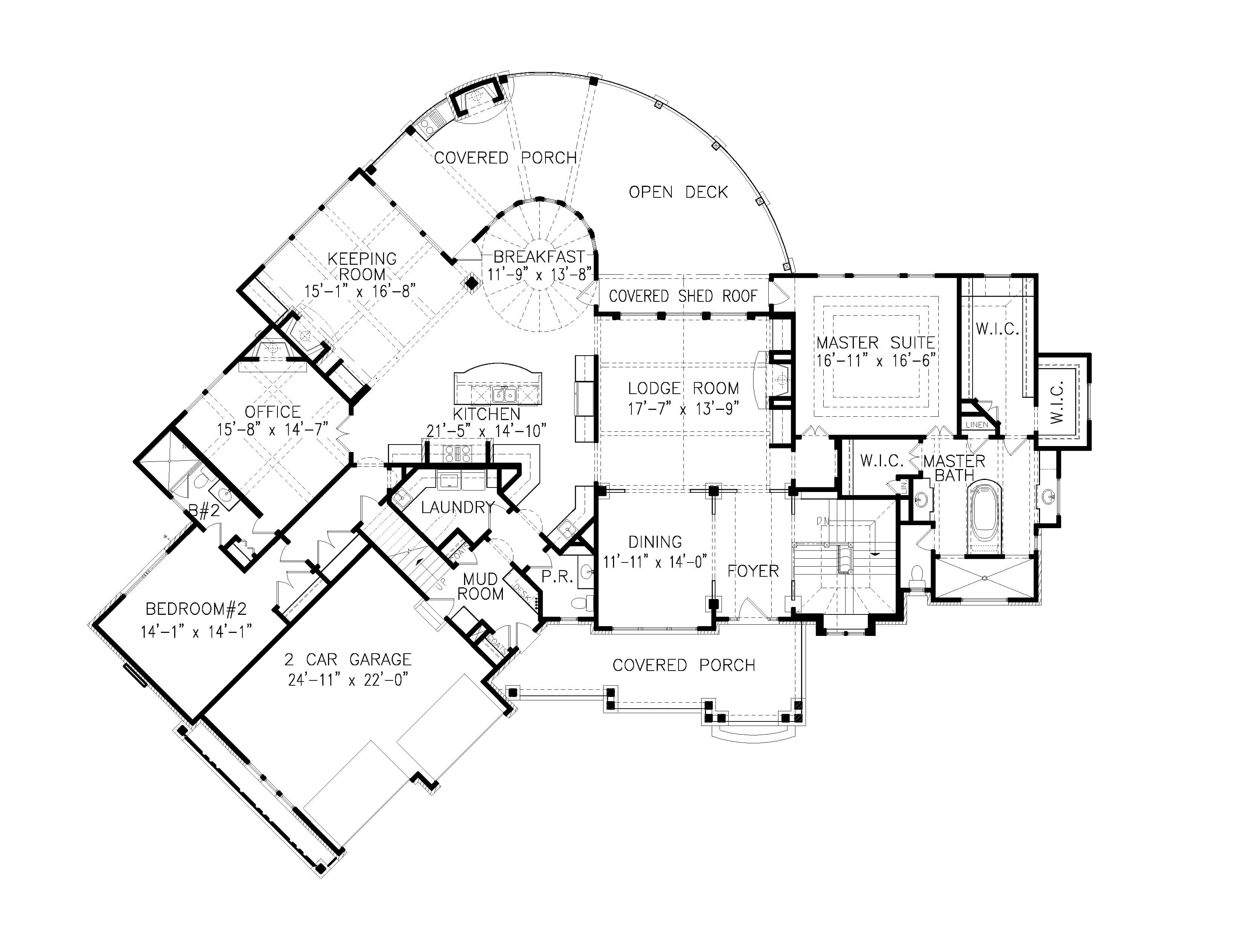 Floor Plan Main Level of Rustic Plan #198-1097