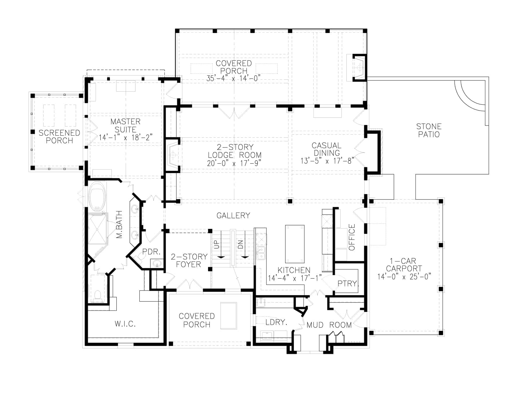 Floor Plan Main Level of Farmhouse Plan #198-1099