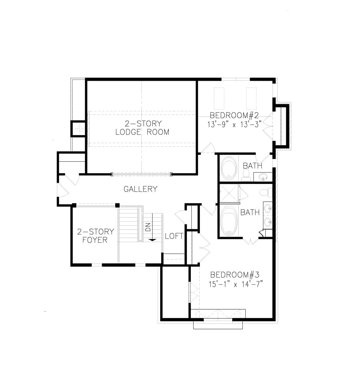 Floor Plan Upper Level of Farmhouse Plan #198-1099