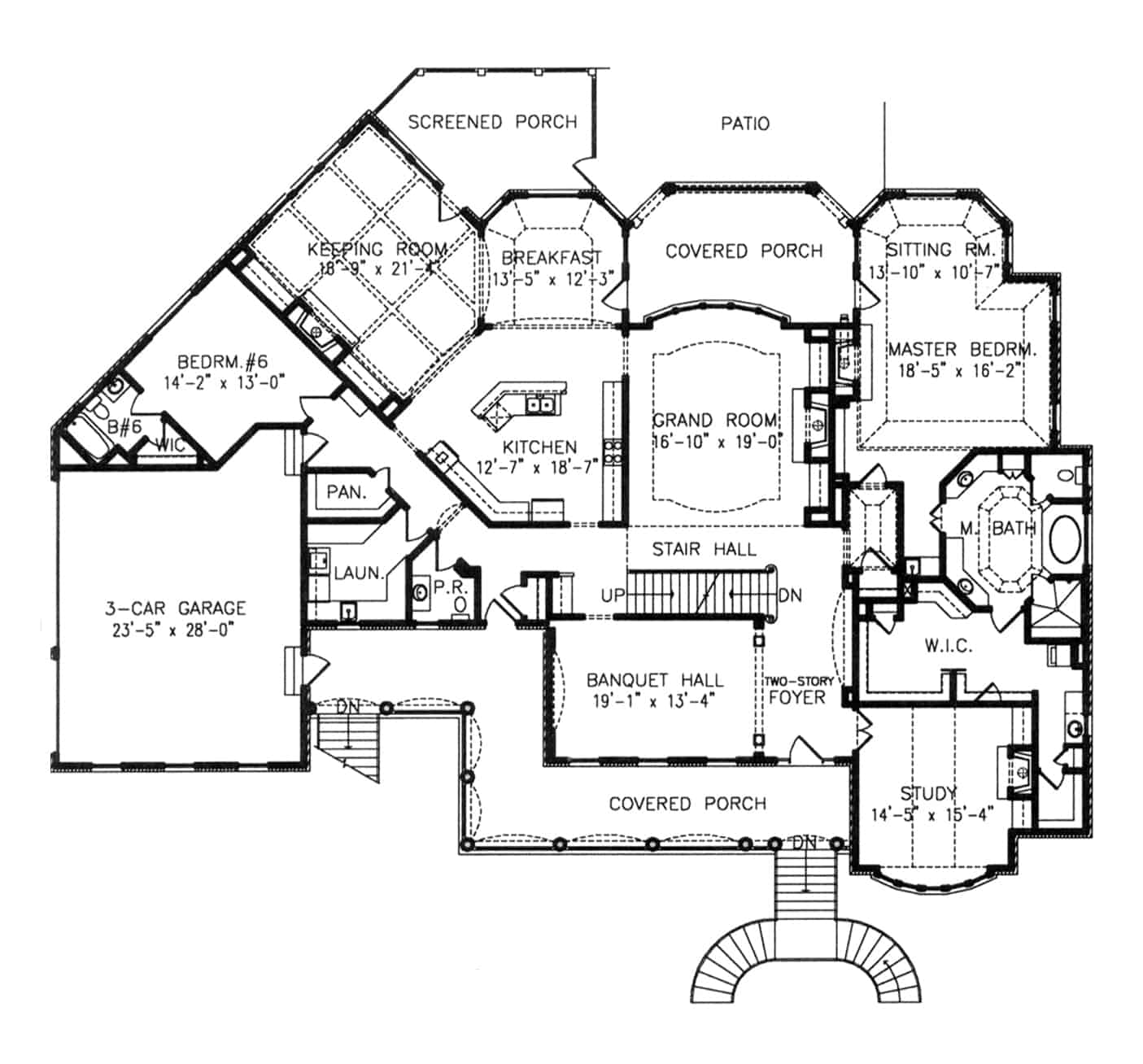 Floor Plan Main Level of European Plan #198-1100