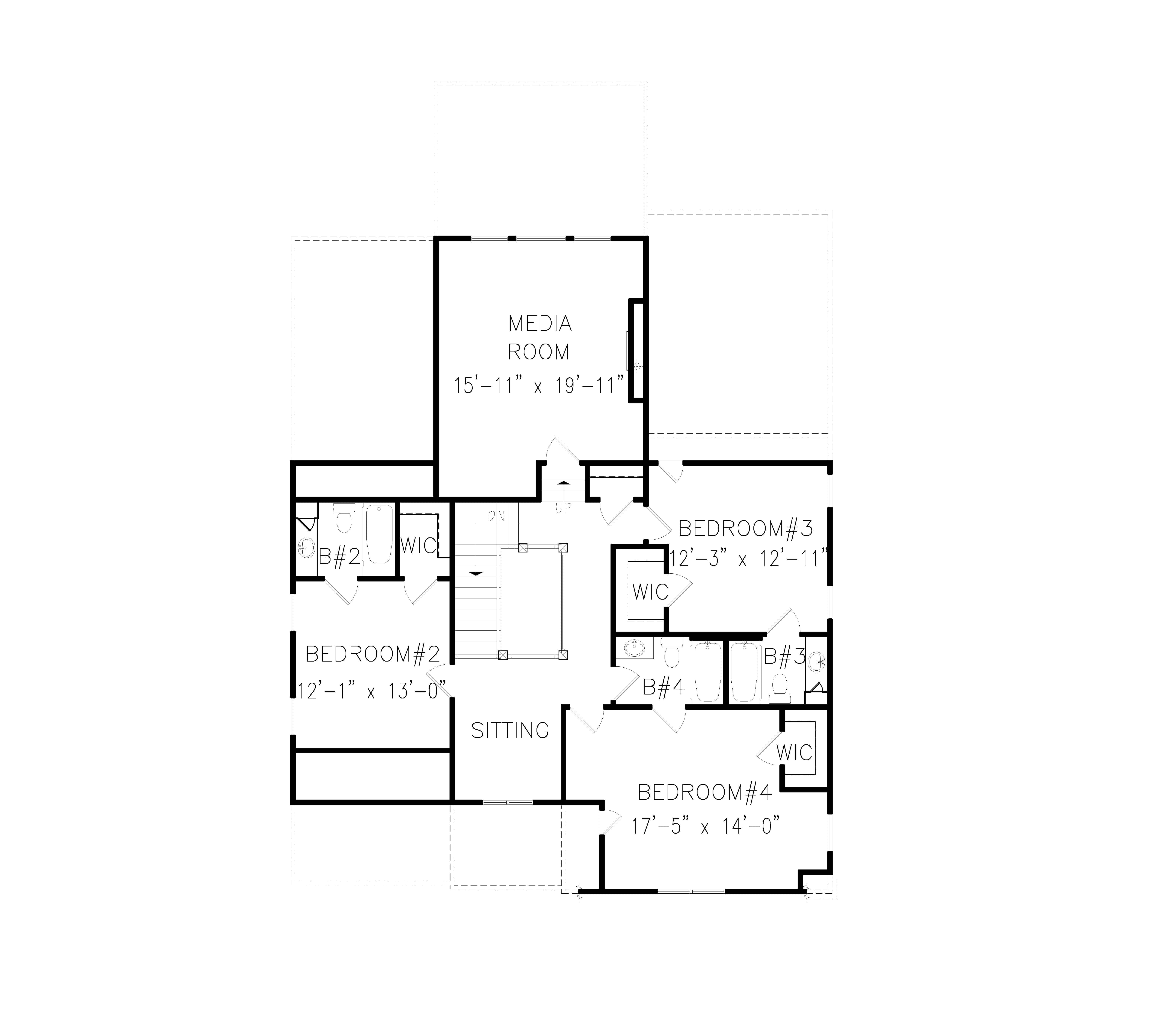 Floor Plan Upper Level of Tudor Plan #198-1101