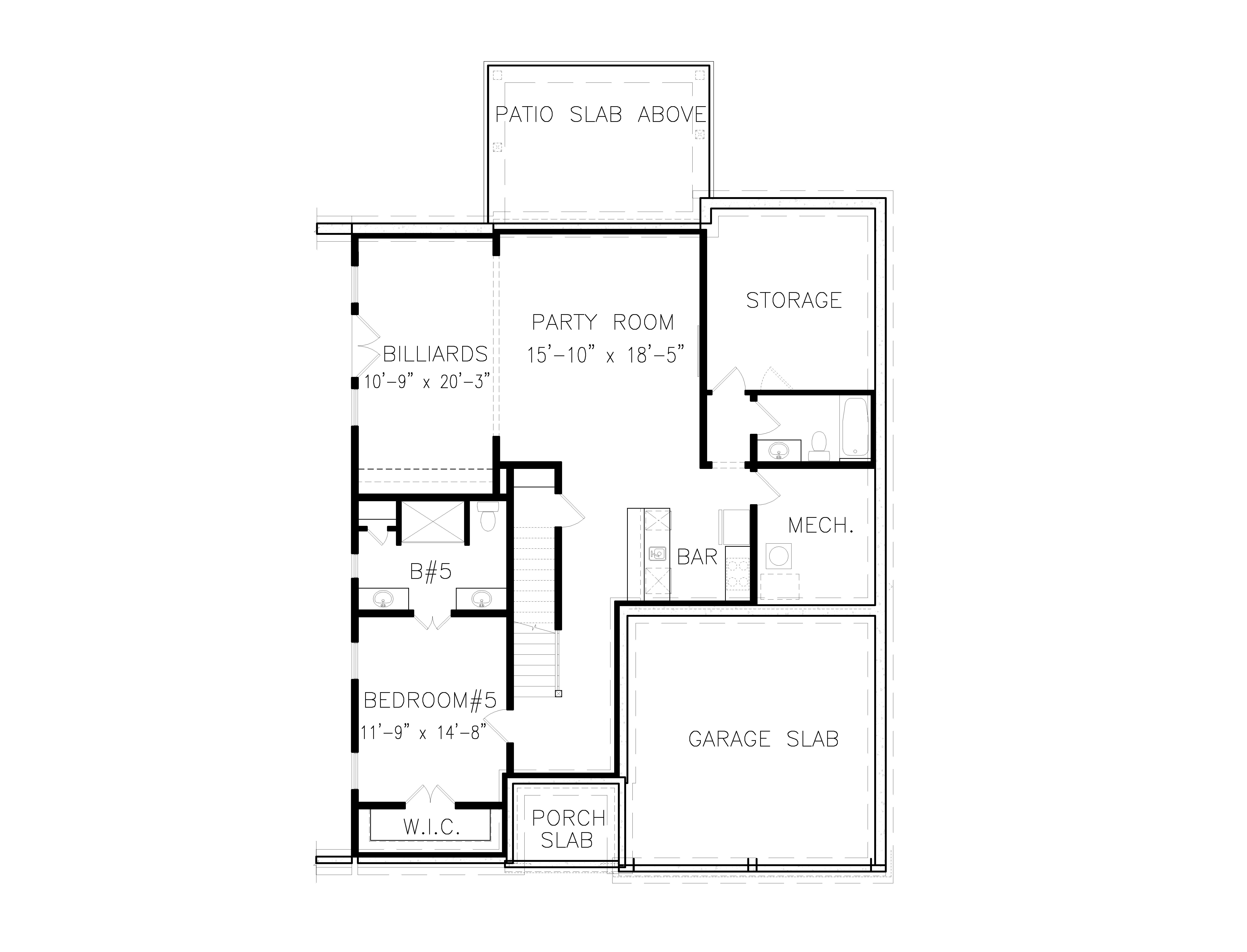 Floor Plan Basement of Tudor Plan #198-1101