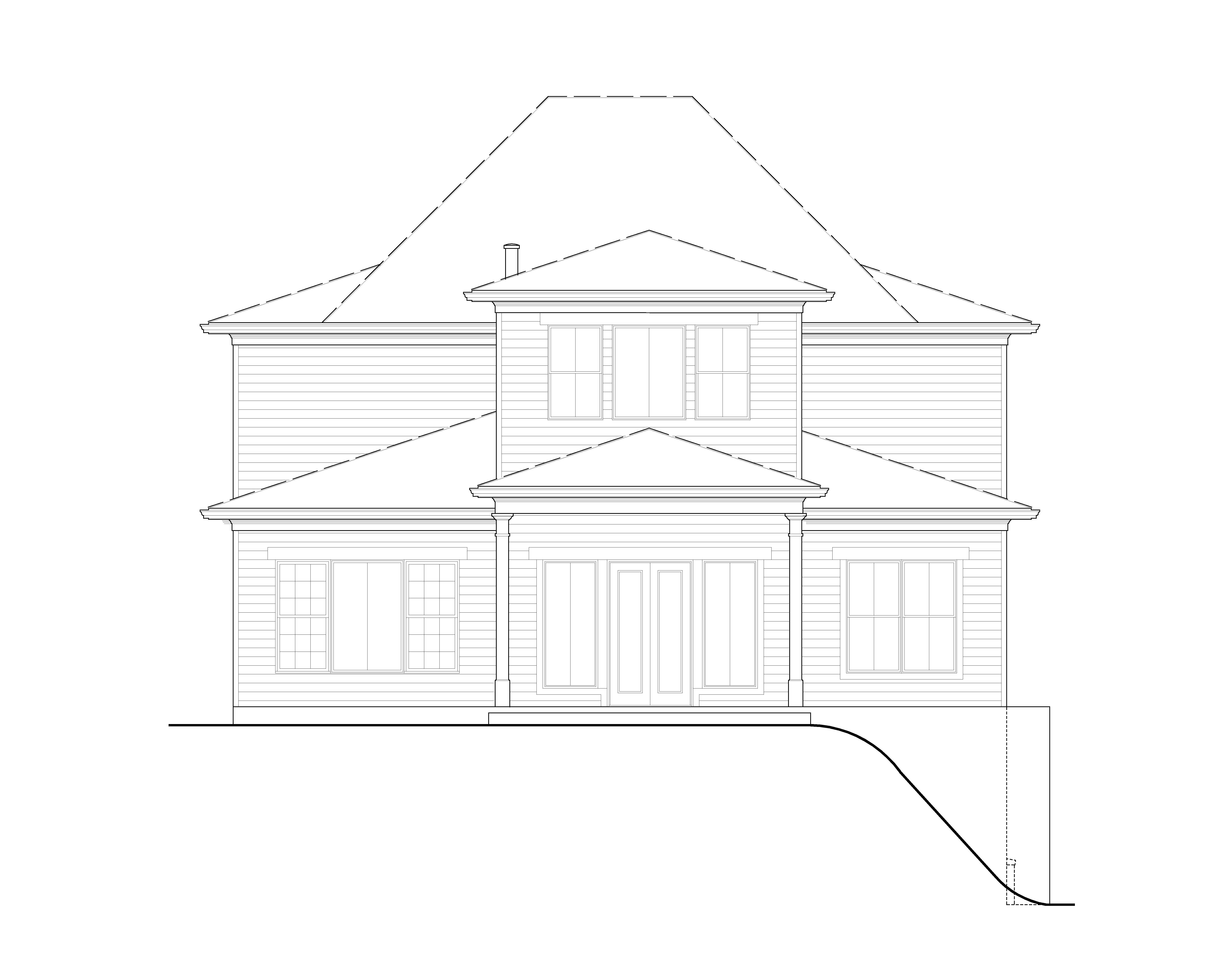 Home Plan Rear Elevation of this 4-Bedroom,3104 Sq Ft Plan -198-1101