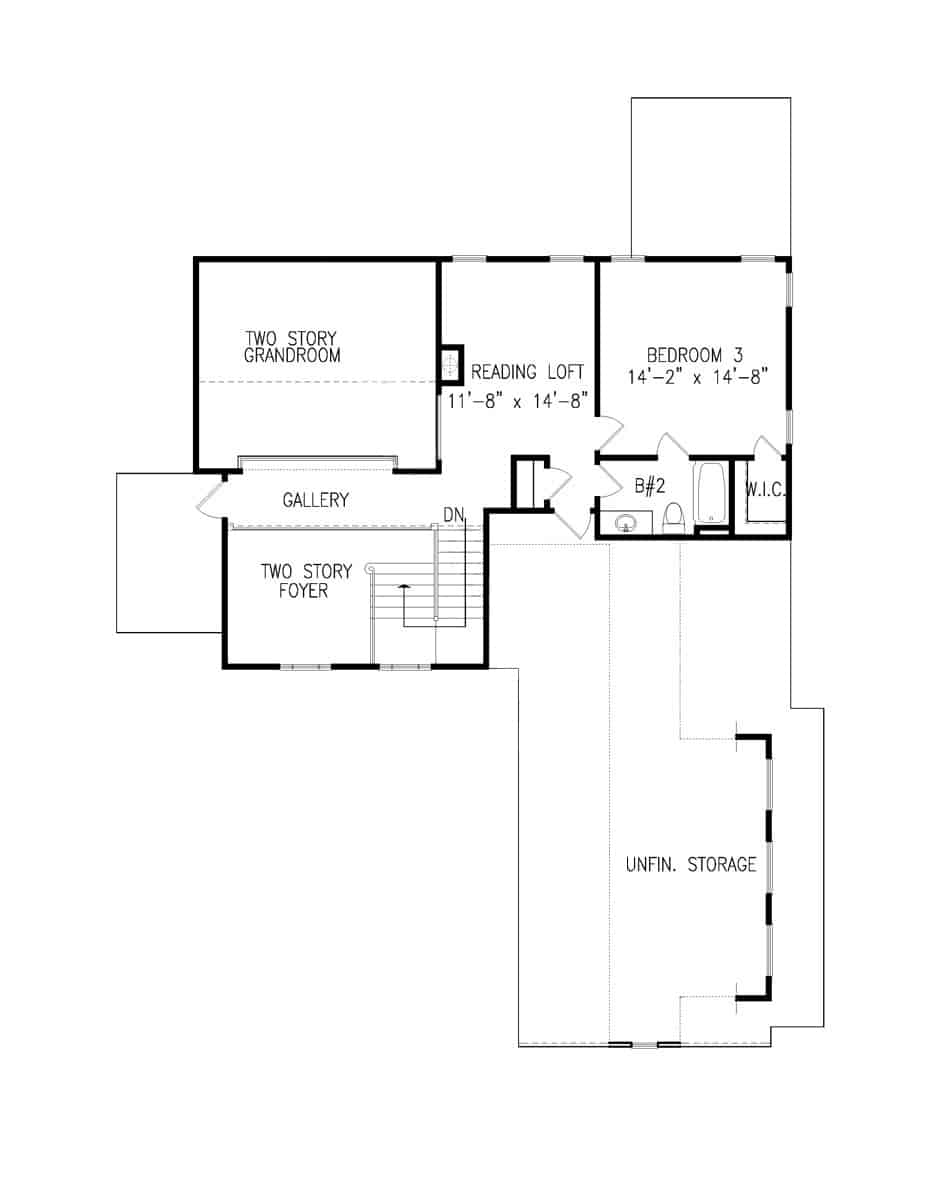 Floor Plan Upper Level of Farmhouse Plan #198-1102