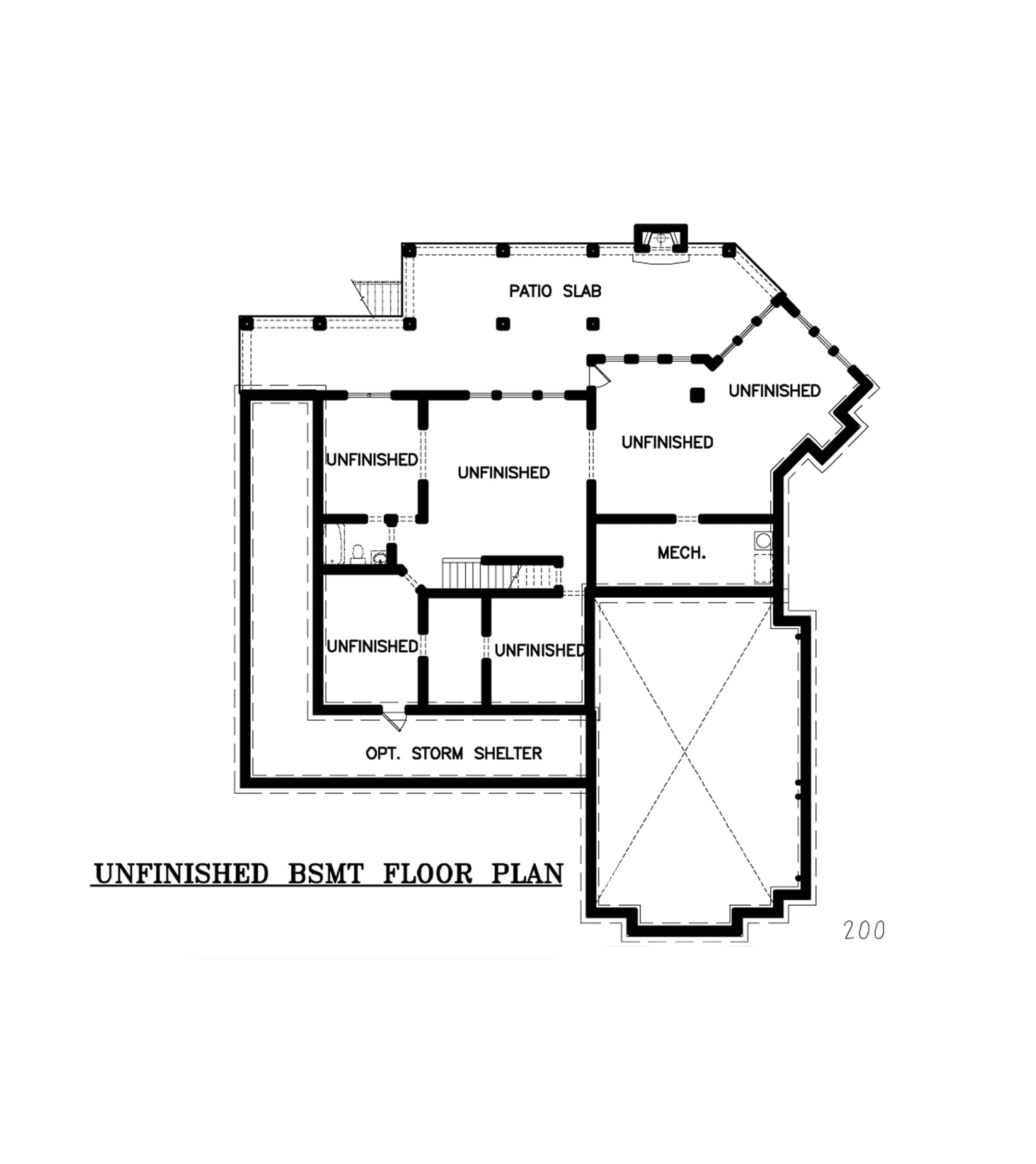Floor Plan Basement of Farmhouse Plan #198-1106