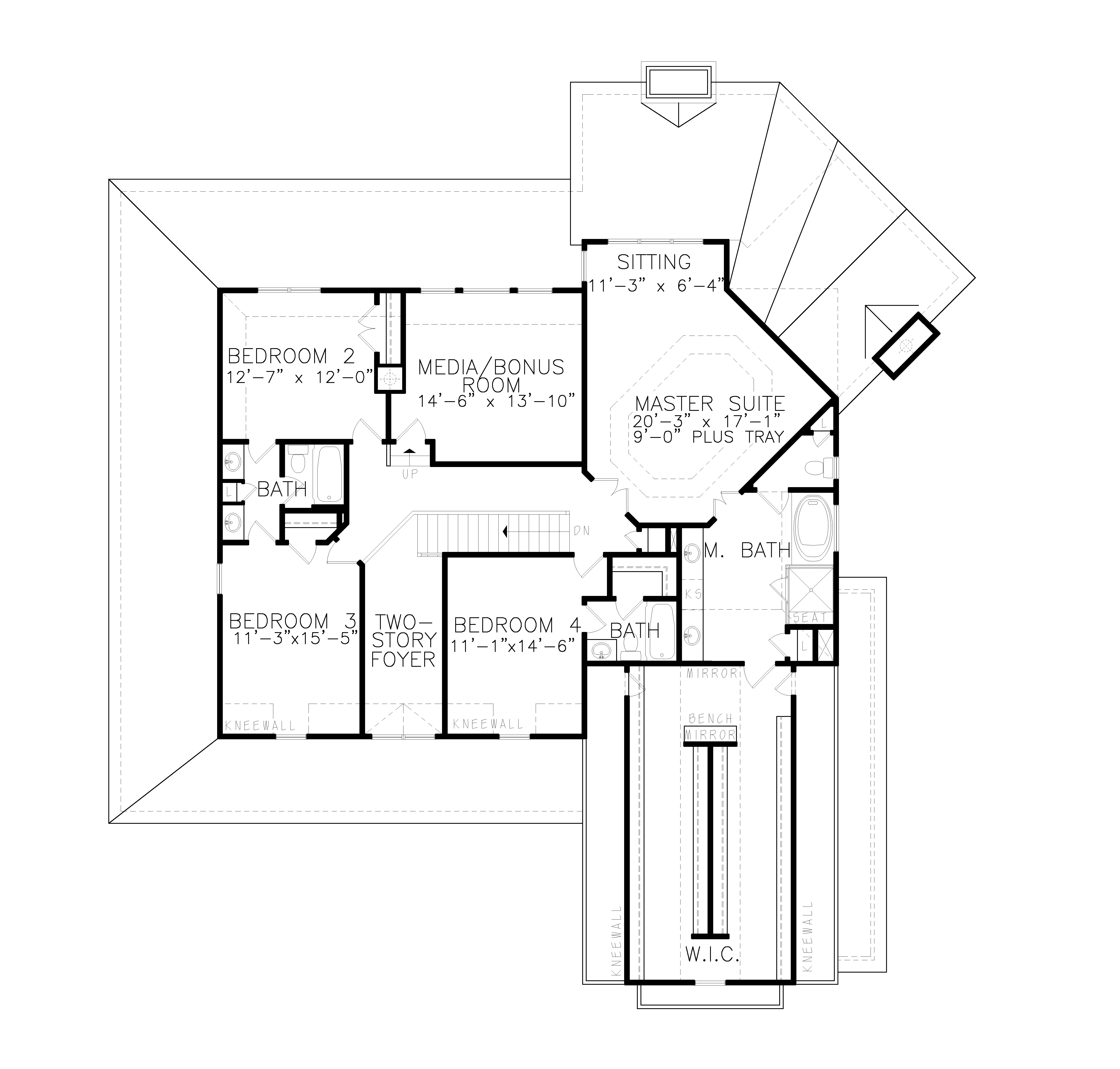 Floor Plan Upper Level of Farmhouse Plan #198-1106