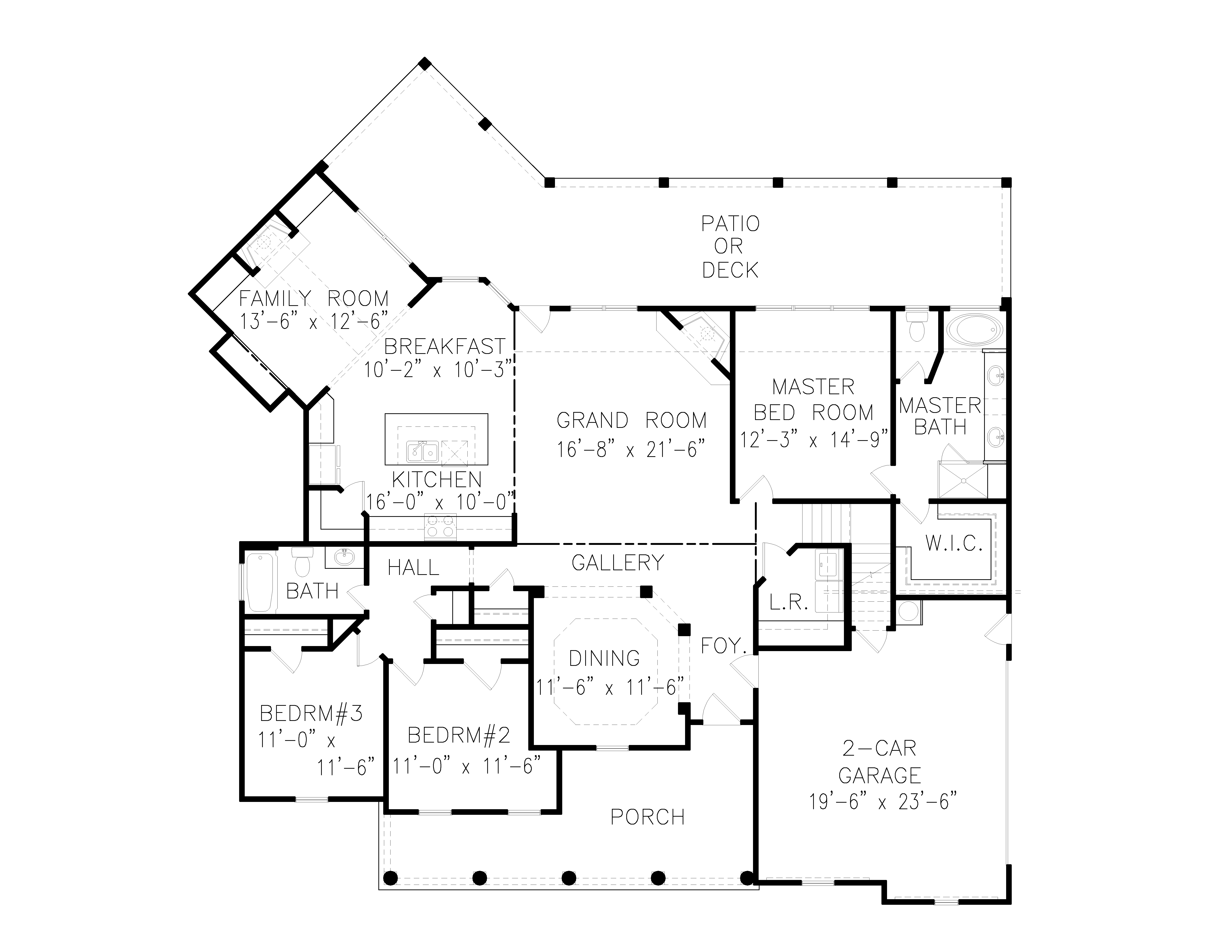 Floor Plan Main Level of Cape Cod Plan #198-1107
