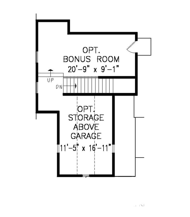 Floor Plan Upper Level of Ranch Plan #198-1109