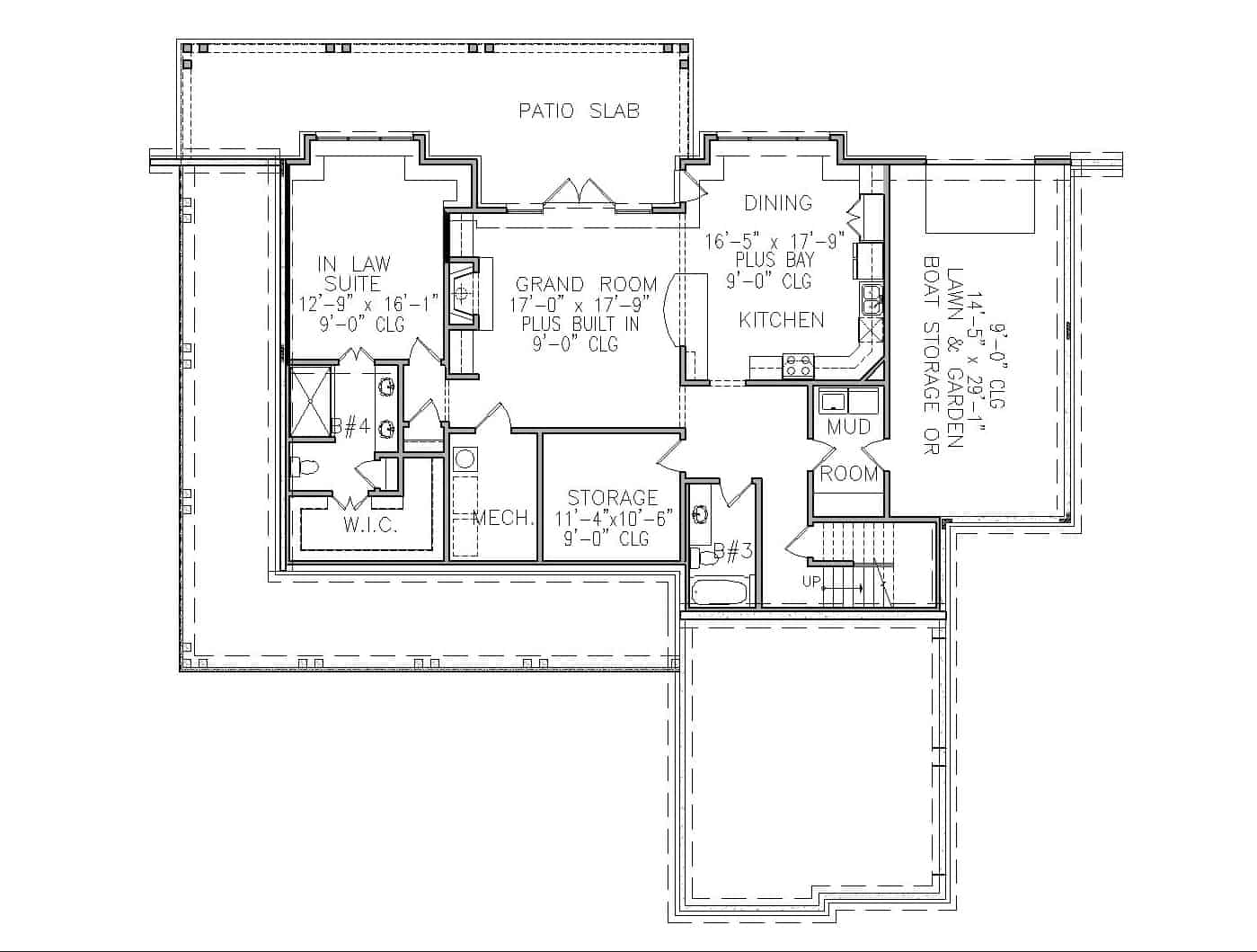 Floor Plan Basement of Ranch Plan #198-1110