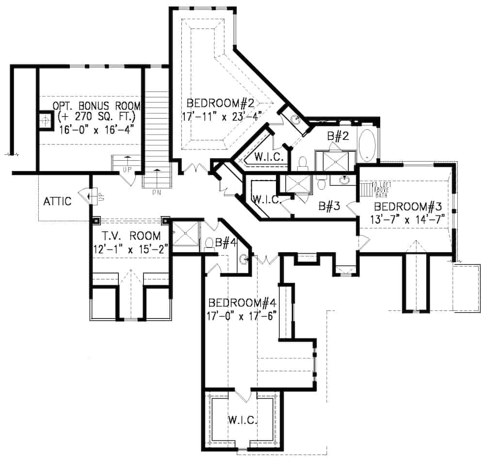 Floor Plan Upper Level of Rustic Plan #198-1111