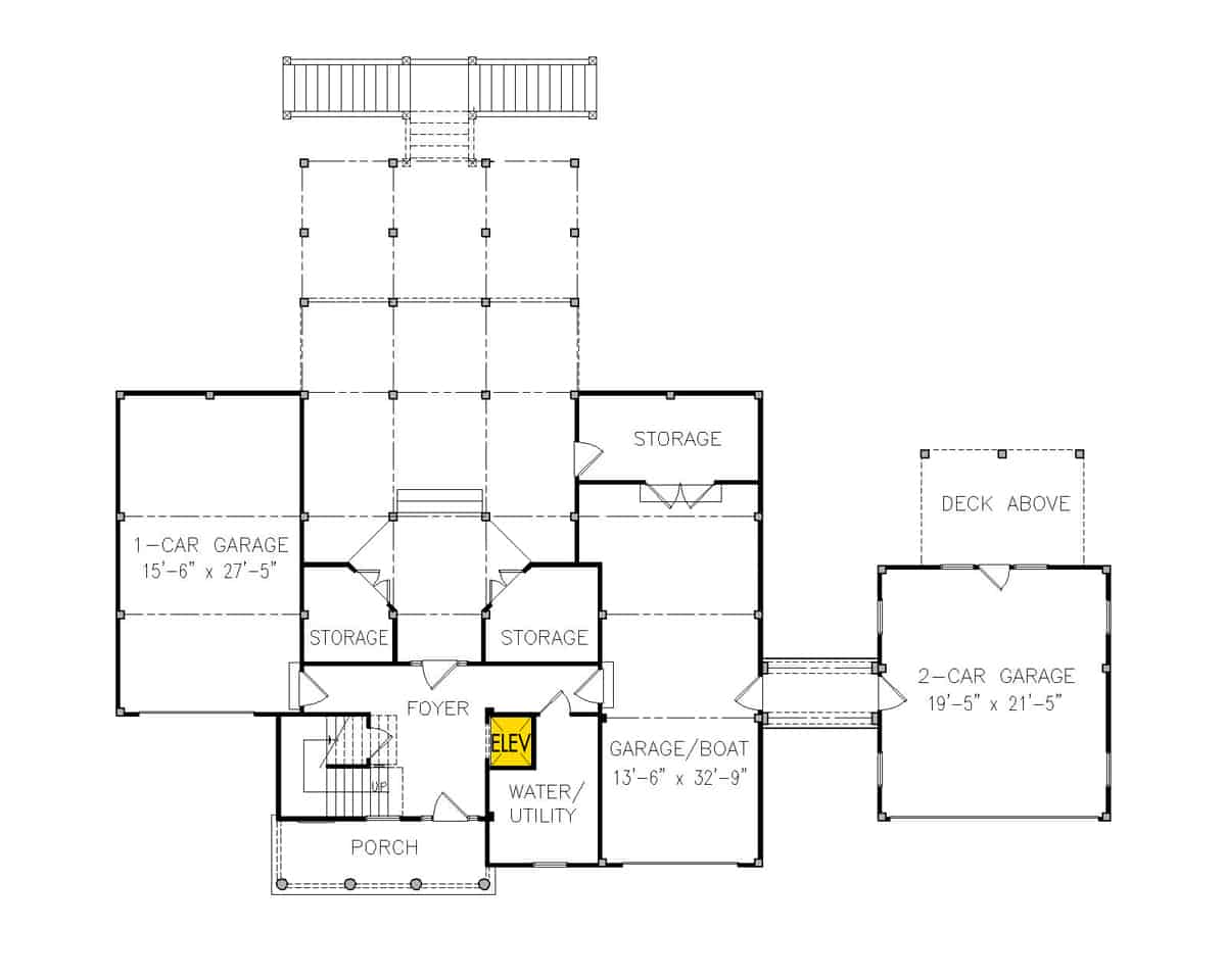 Floor Plan Main Level of Cottage Plan #198-1112