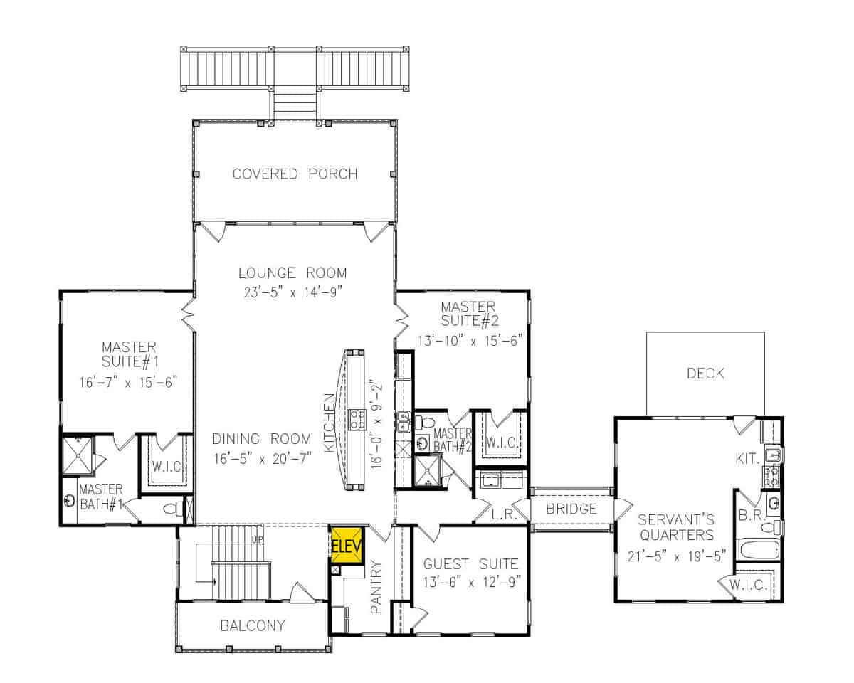 Floor Plan Upper Level of Rustic Plan #198-1112