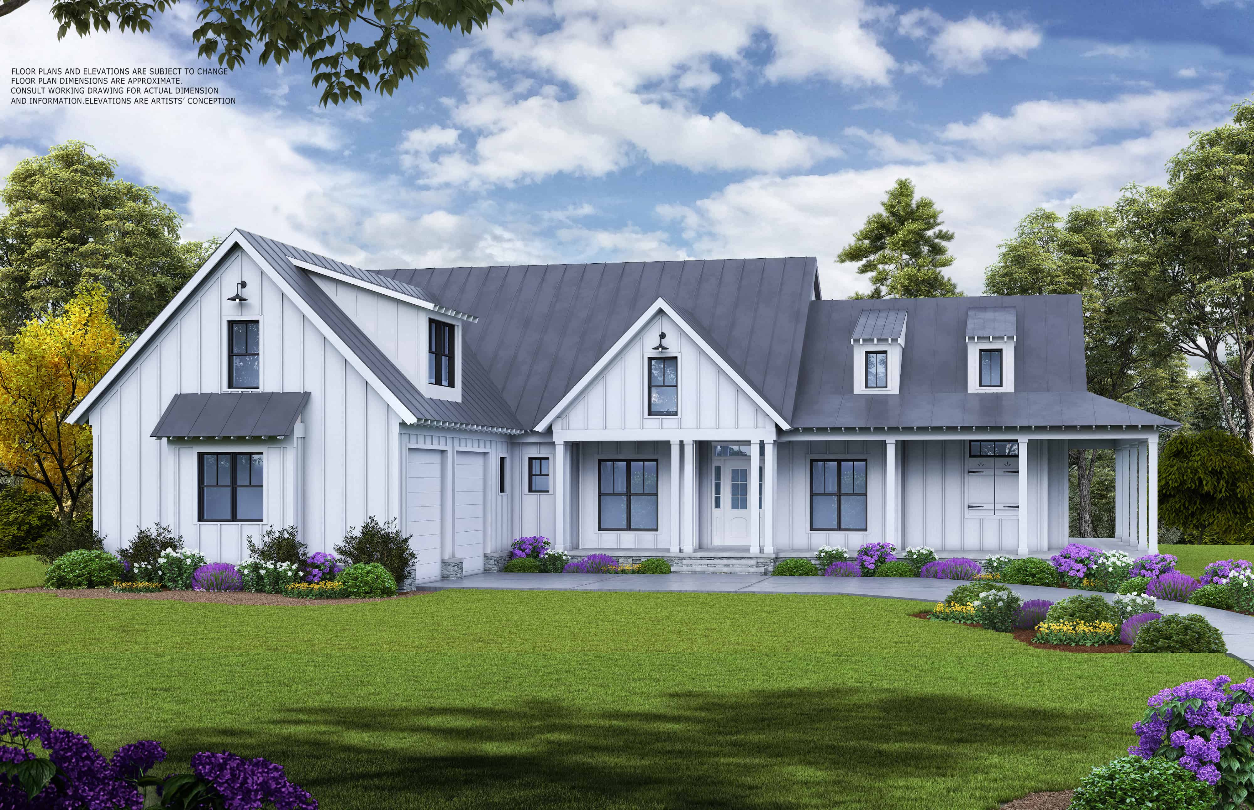 Modern Farmhouse home (ThePlanCollection: Plan #198-1113)