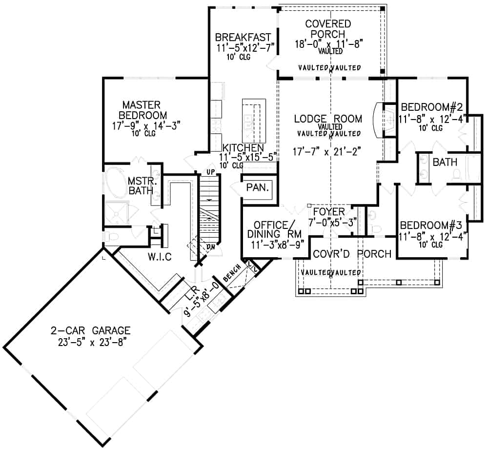 Floor Plan Main Level of Cottage Plan #198-1115