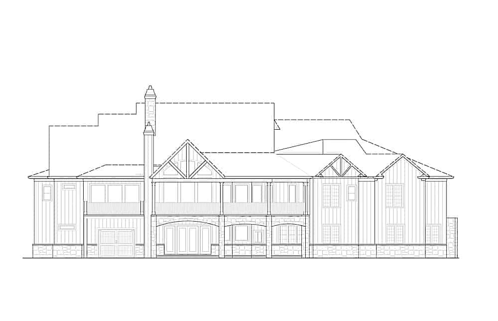 Home Plan Rear Elevation of this 4-Bedroom,3773 Sq Ft Plan -198-1117