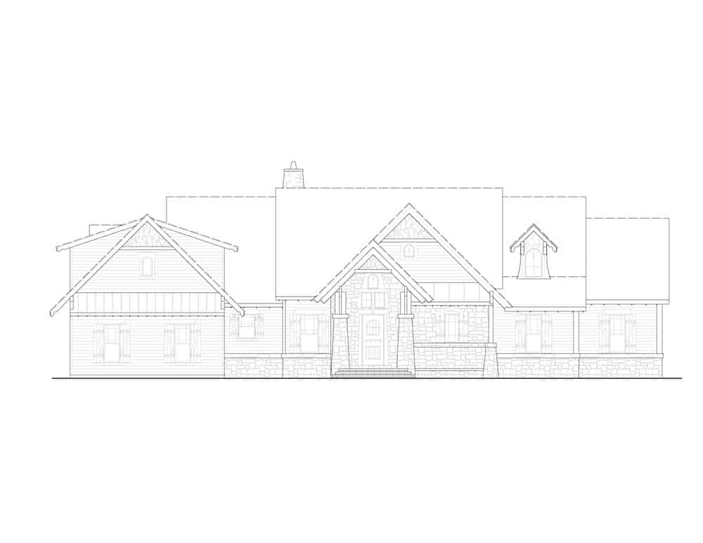 Home Plan Front Elevation of this 4-Bedroom,3453 Sq Ft Plan -198-1119