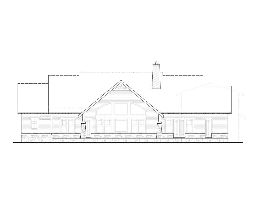 Home Plan Rear Elevation of this 4-Bedroom,3453 Sq Ft Plan -198-1119