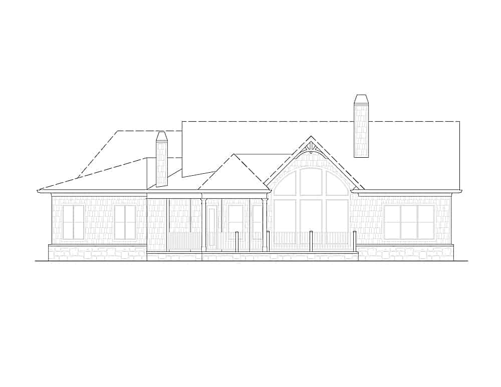 Home Plan Rear Elevation of this 3-Bedroom,1515 Sq Ft Plan -198-1120