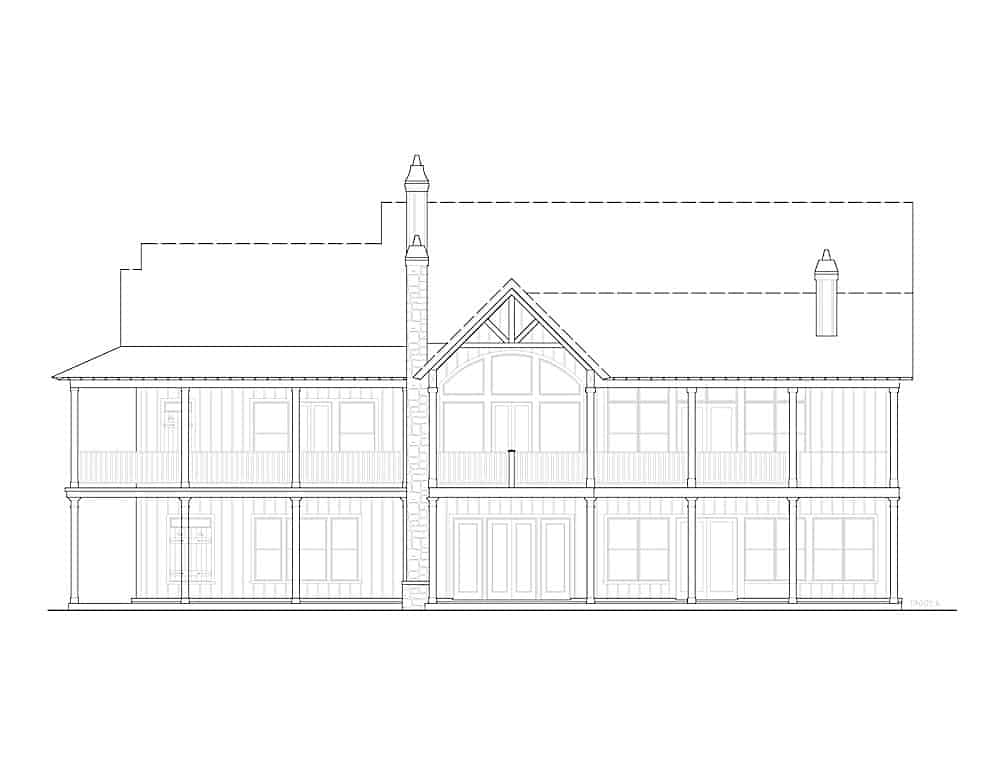 Home Plan Rear Elevation of this 3-Bedroom,3299 Sq Ft Plan -198-1121