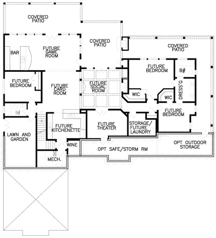 Floor Plan Basement of Farmhouse Plan #198-1121