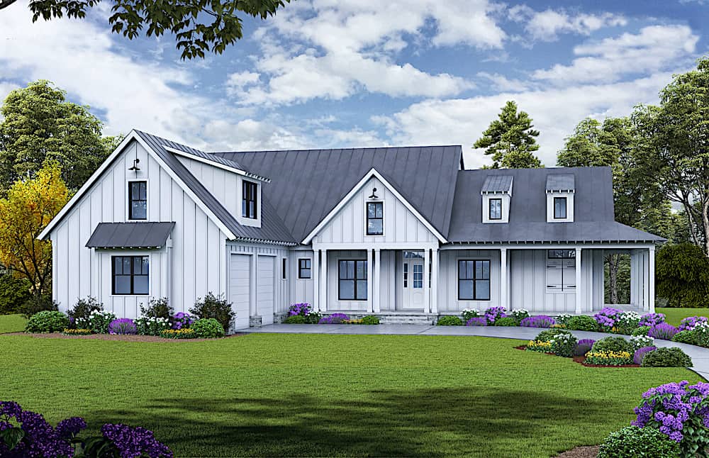 Farmhouse home (ThePlanCollection: Plan #198-1121)