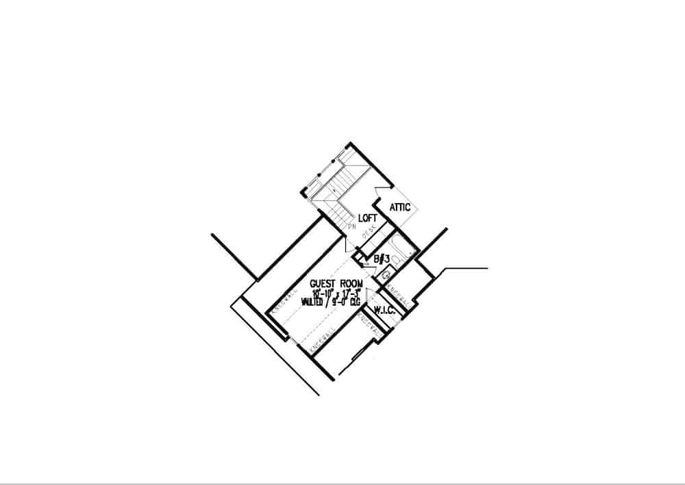 Floor Plan Upper Level of Farmhouse Plan #198-1123