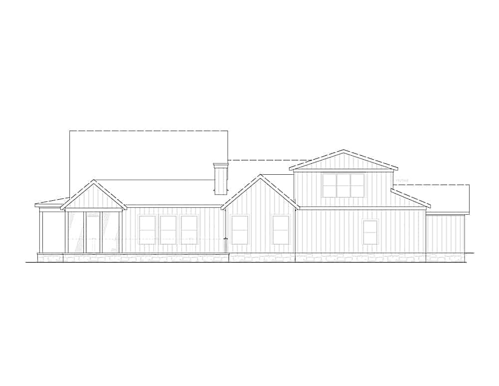 Home Plan Rear Elevation of this 3-Bedroom,2407 Sq Ft Plan -198-1124
