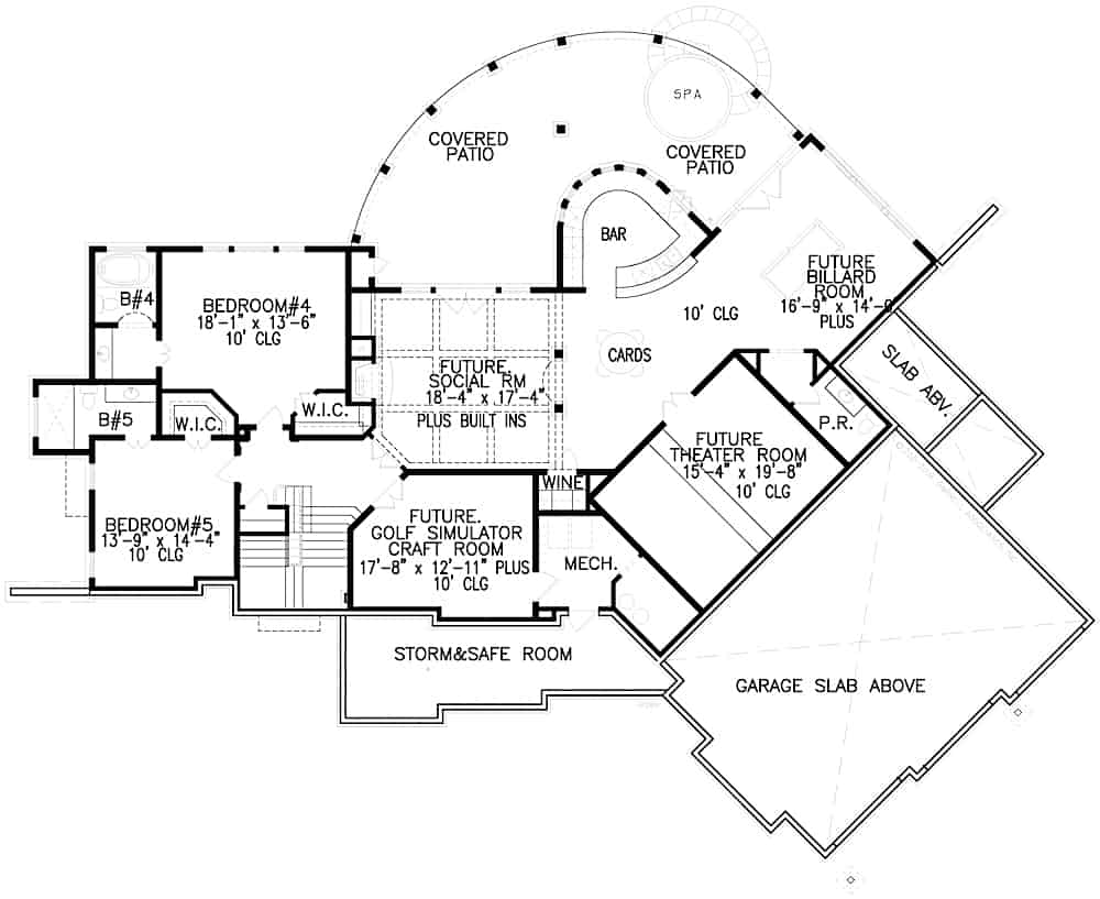 Floor Plan Basement of Craftsman Plan #198-1125