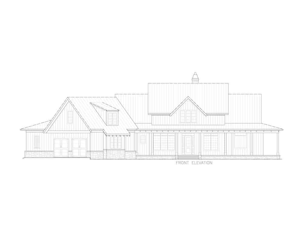 Home Plan Front Elevation of this 4-Bedroom,4549 Sq Ft Plan -198-1126