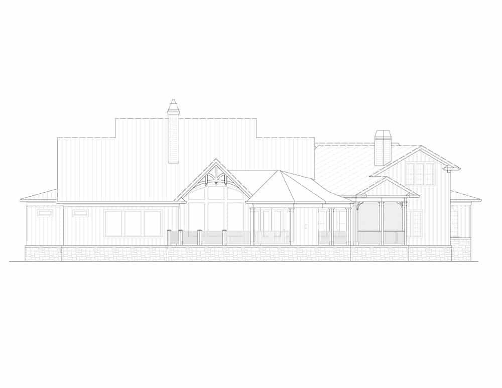 Home Plan Rear Elevation of this 4-Bedroom,4549 Sq Ft Plan -198-1126