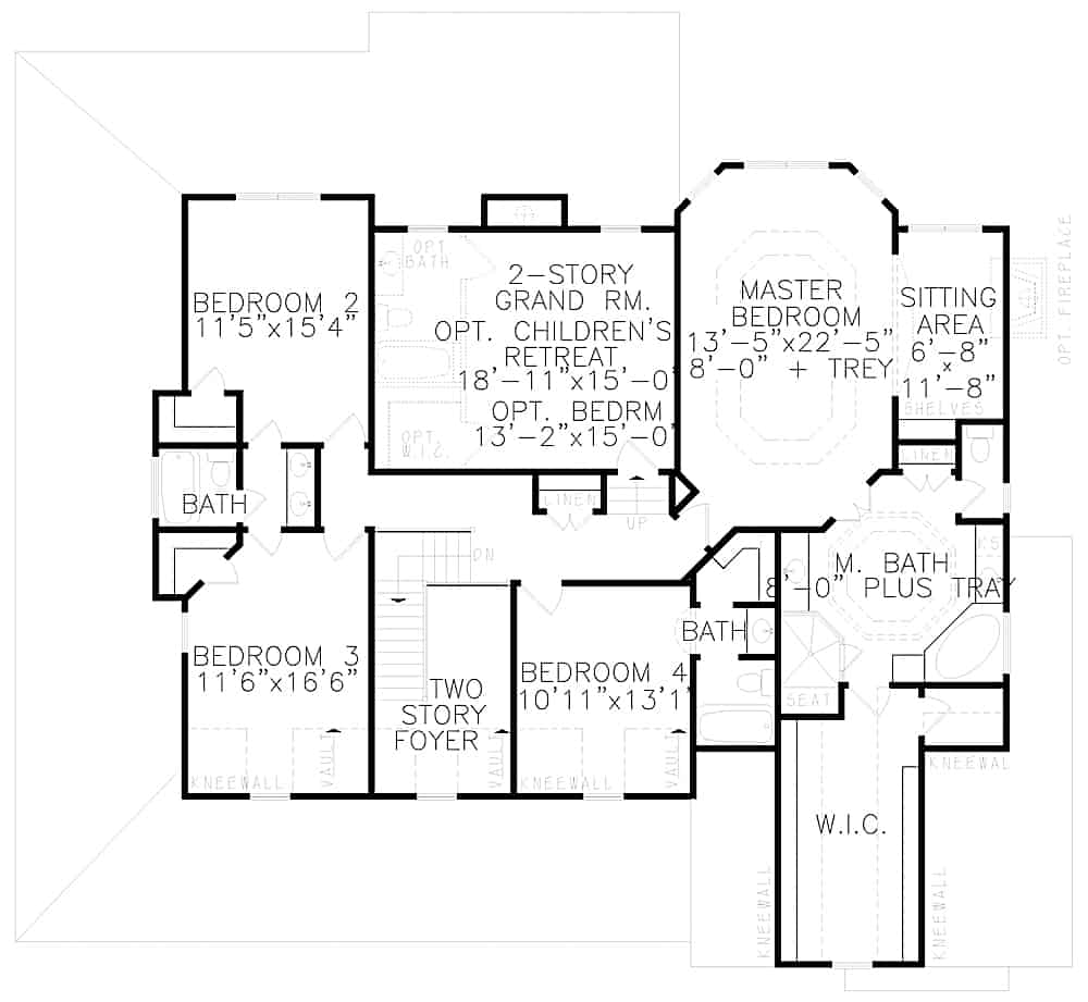 Floor Plan Upper Level of Farmhouse Plan #198-1127