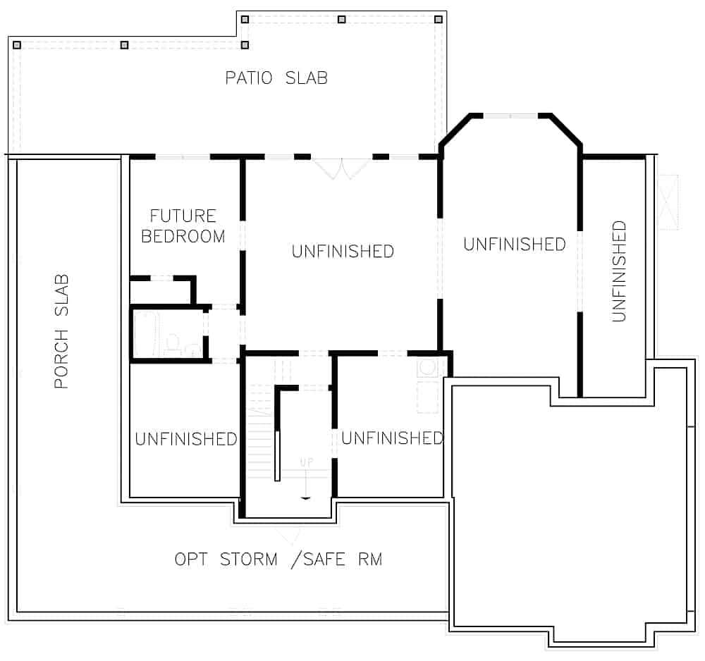 Floor Plan Basement of Farmhouse Plan #198-1127