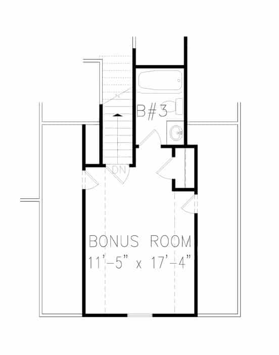 Floor Plan Bonus Room of Acadian Plan #198-1128