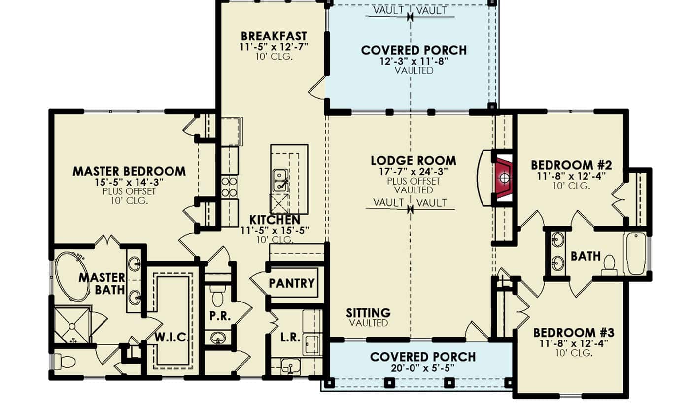 Main Level of Ranch Plan #198-1131