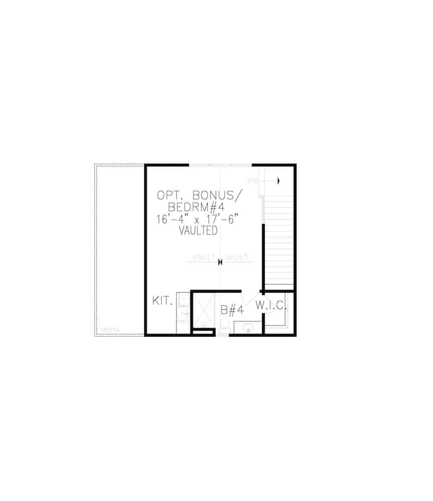 Floor Plan Upper Level of Ranch Plan #198-1132