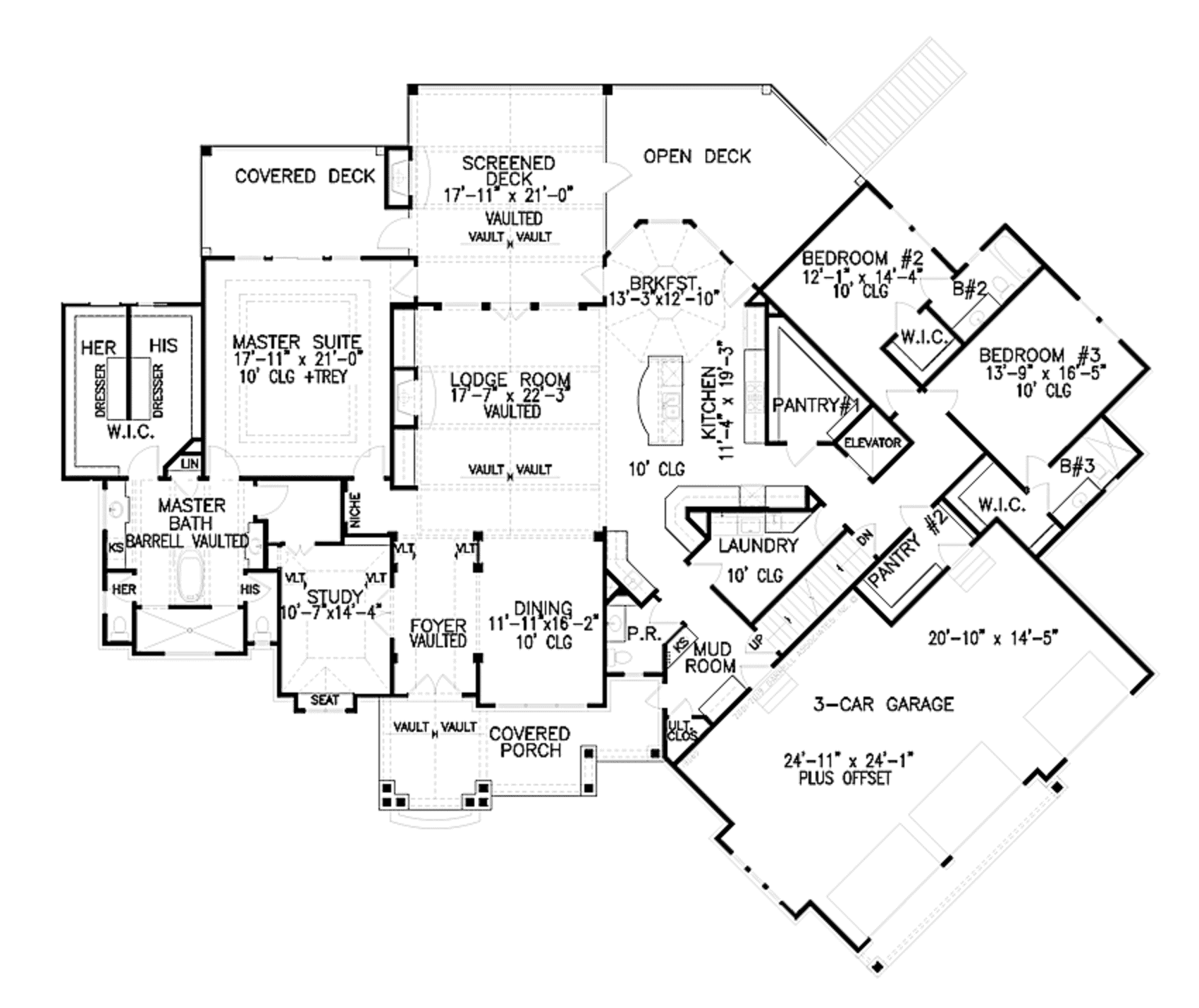Main Level of Luxury Plan #198-1133