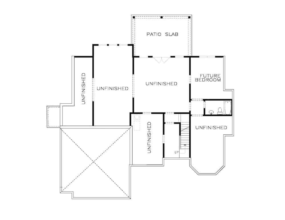 Floor Plan Basement of Acadian Plan #198-1134