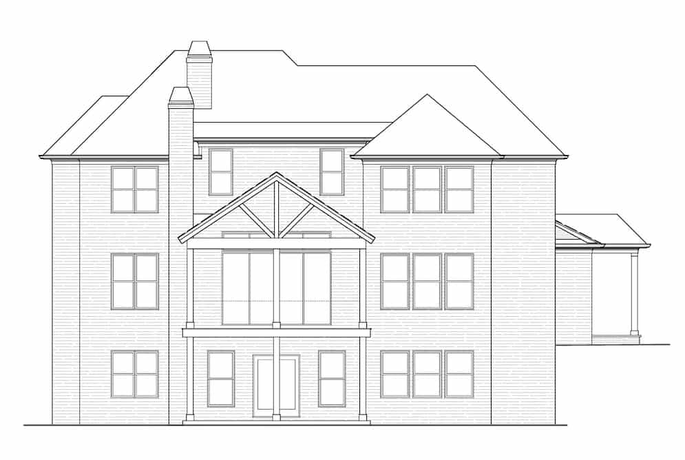 Home Plan Rear Elevation of this 4-Bedroom,3461 Sq Ft Plan -198-1134