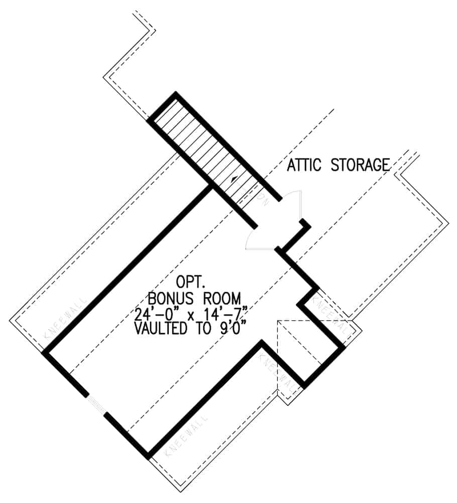Floor Plan Bonus Room of Cottage Plan #198-1137