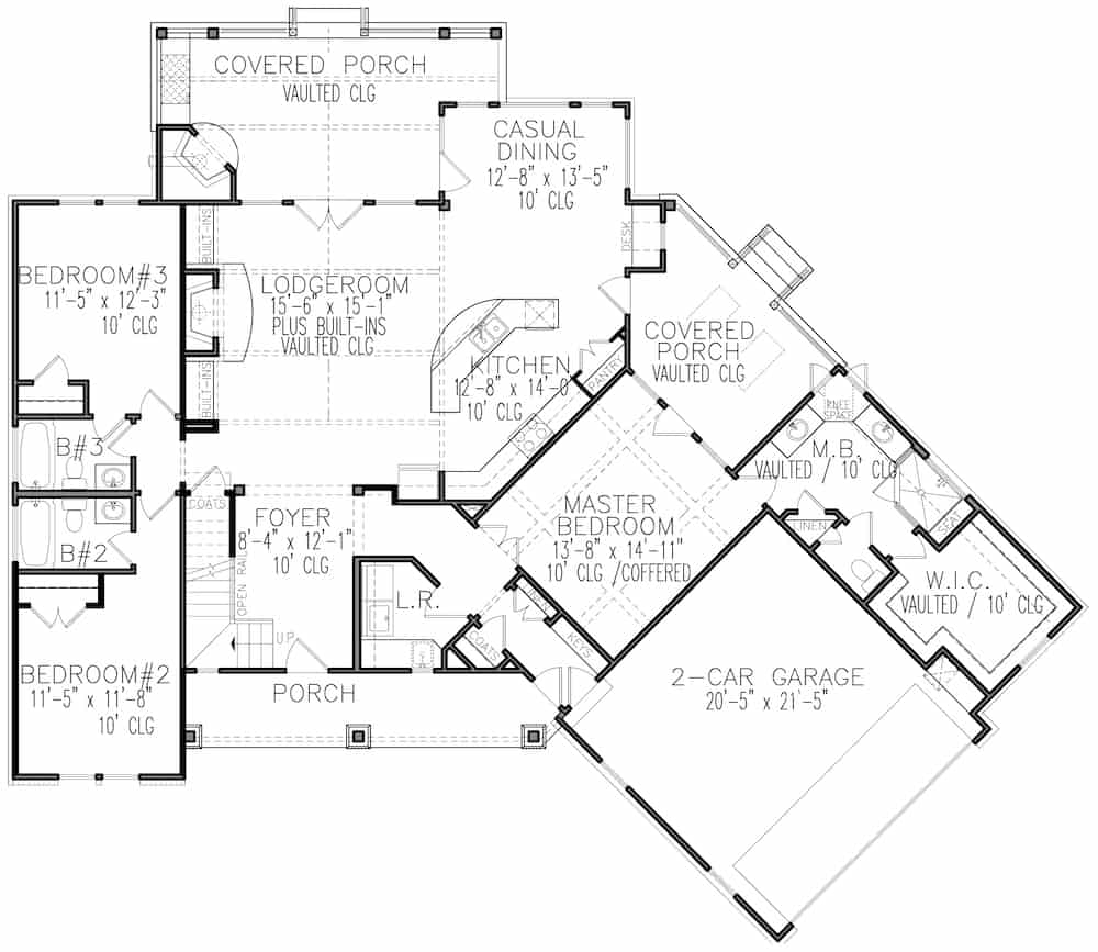 Floor Plan Main Level of Cottage Plan #198-1138