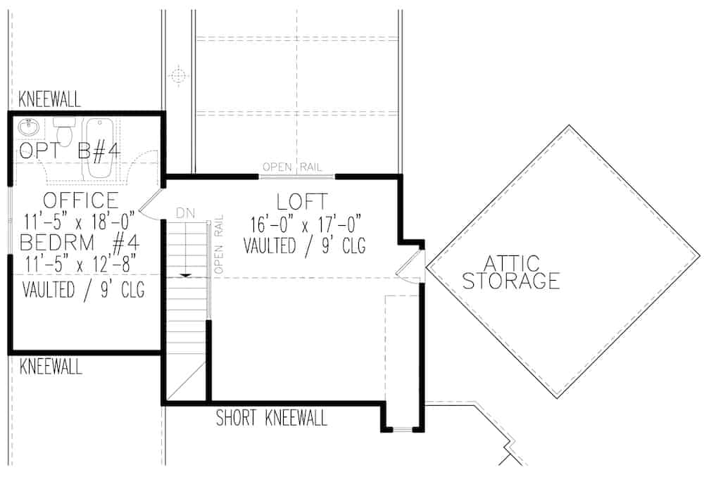 Floor Plan Upper Level of Cottage Plan #198-1138