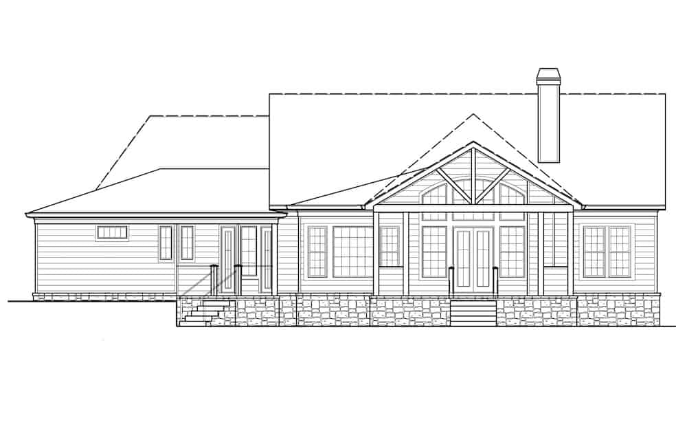 Home Plan Rear Elevation of this 3-Bedroom,2492 Sq Ft Plan -198-1138