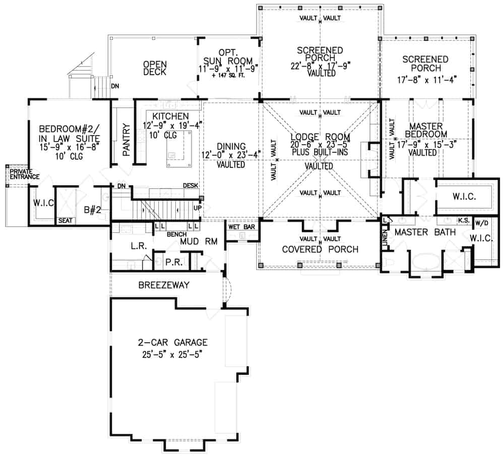 Floor Plan Main Level of Cottage Plan #198-1139