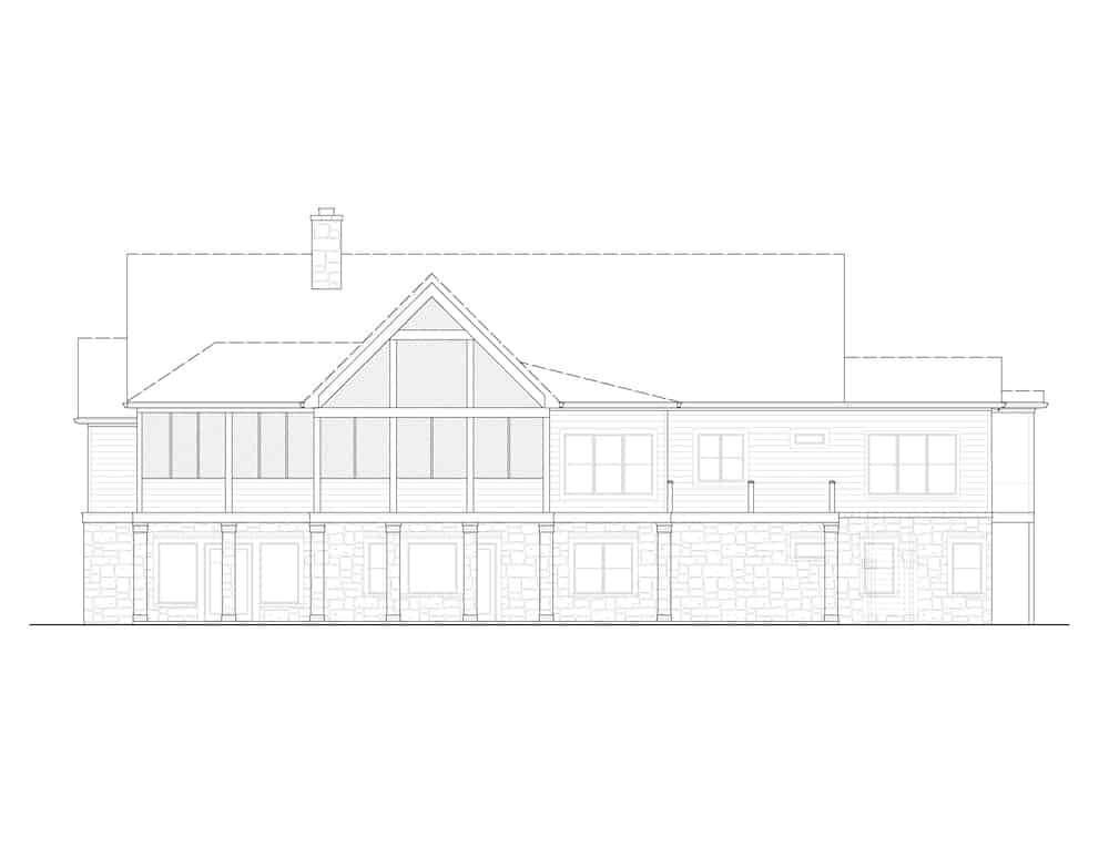 Home Plan Rear Elevation of this 3-Bedroom,3169 Sq Ft Plan -198-1139