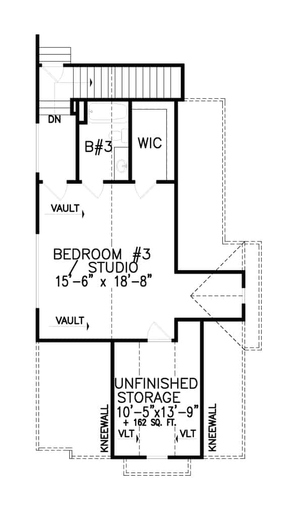 Floor Plan Upper Level of Cottage Plan #198-1139