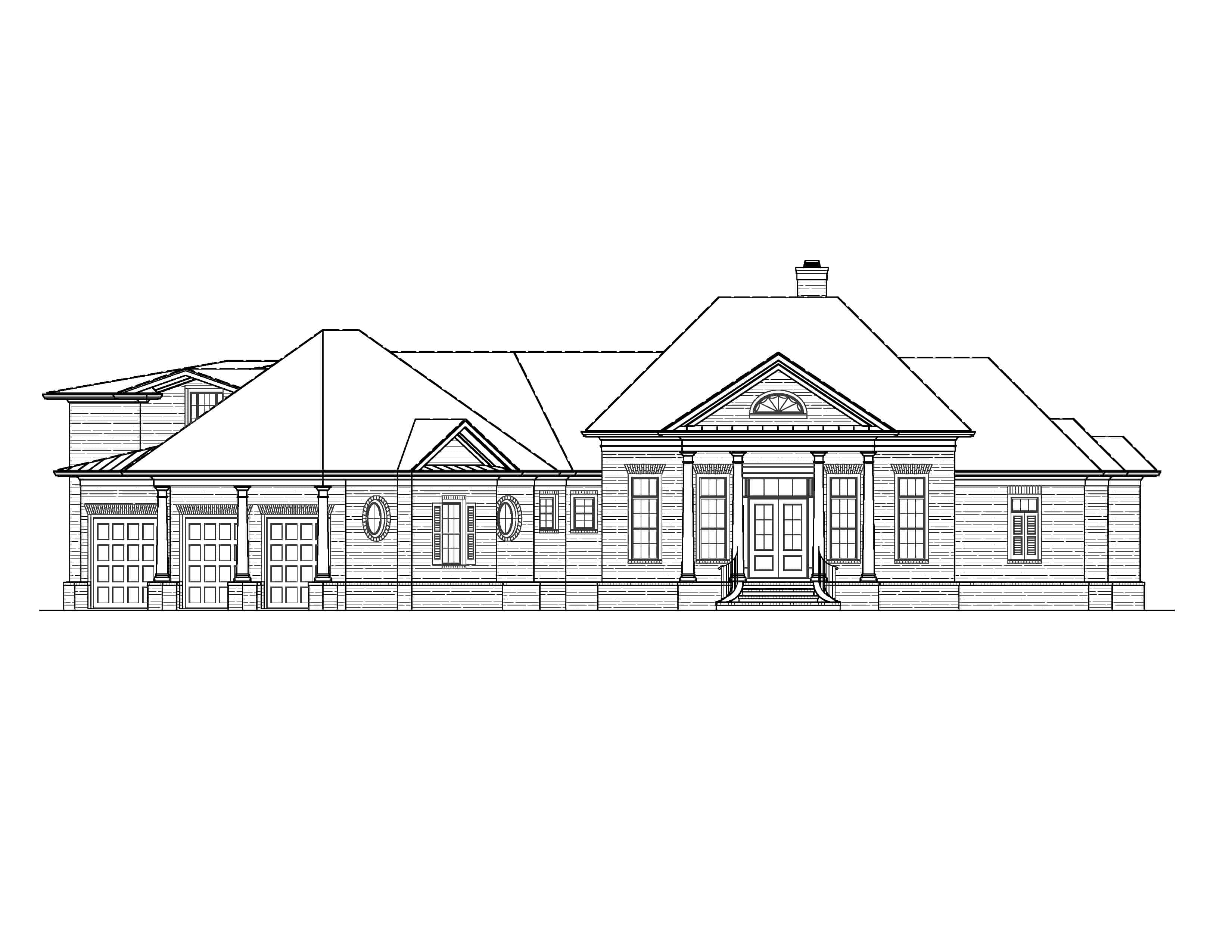 Home Plan Front Elevation of this 5-Bedroom,4218 Sq Ft Plan -198-1141