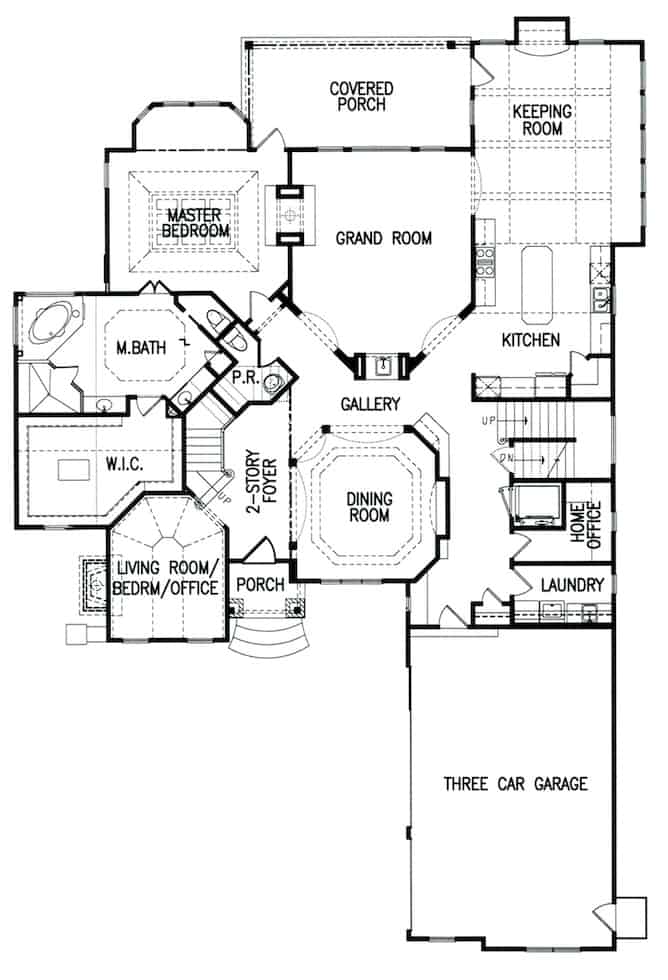 Floor Plan Main Level of Mediterranean Plan #198-1142